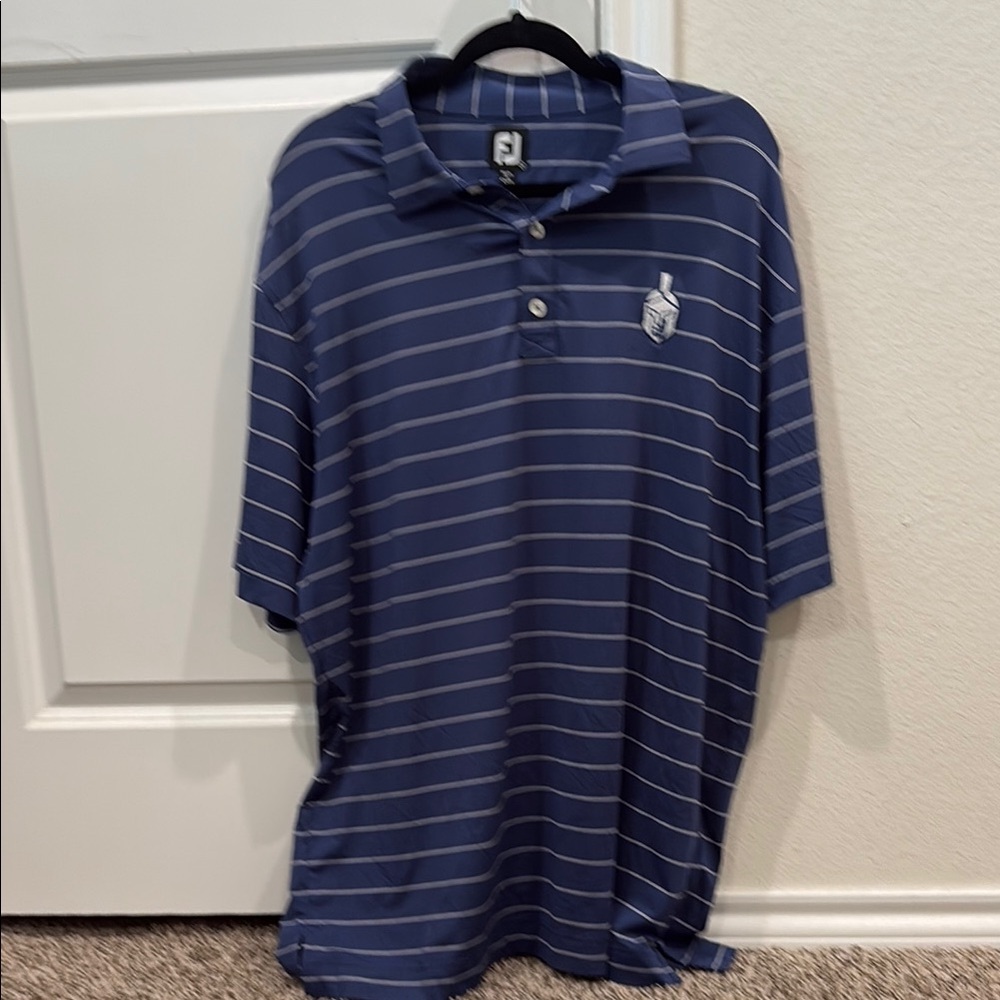 FootJoy Blue and White Striped Polo Shirt